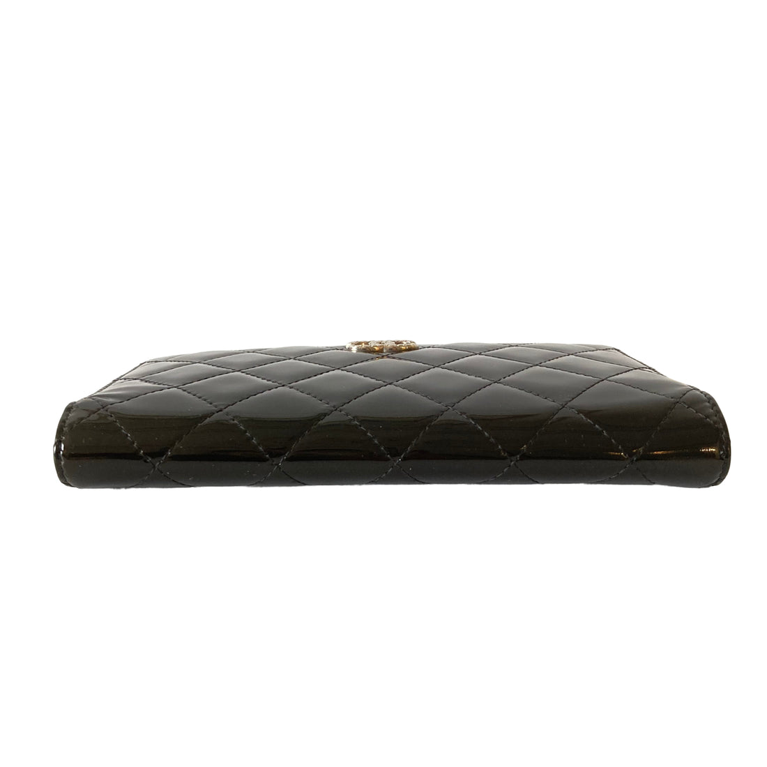 Chanel Patent Quilted Flap Wallet Black