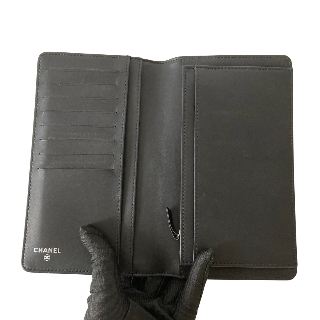Chanel Patent Quilted Flap Wallet Black