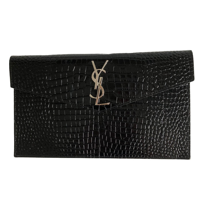 Saint Laurent Croc Embossed Pouch