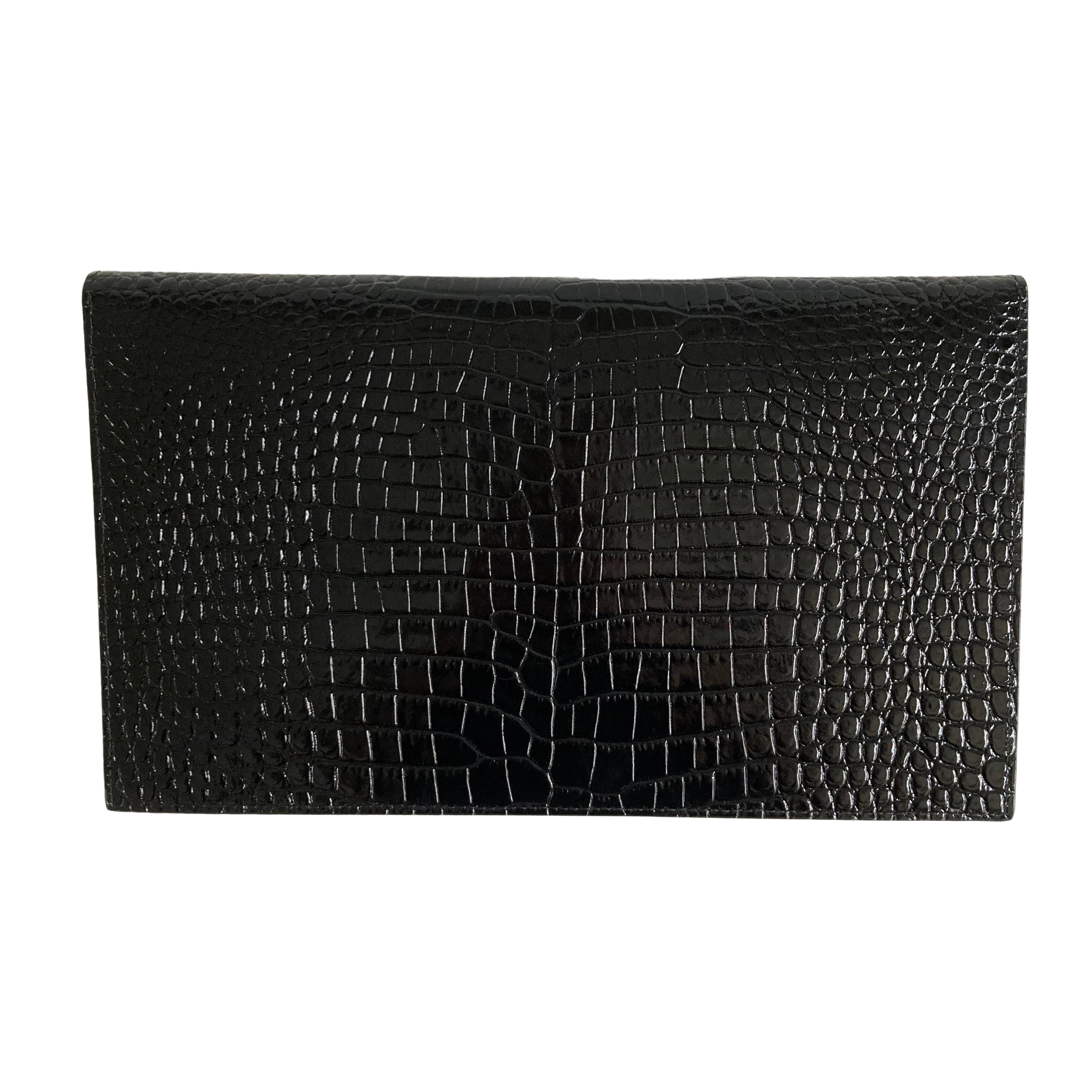 Saint Laurent Croc Embossed Pouch