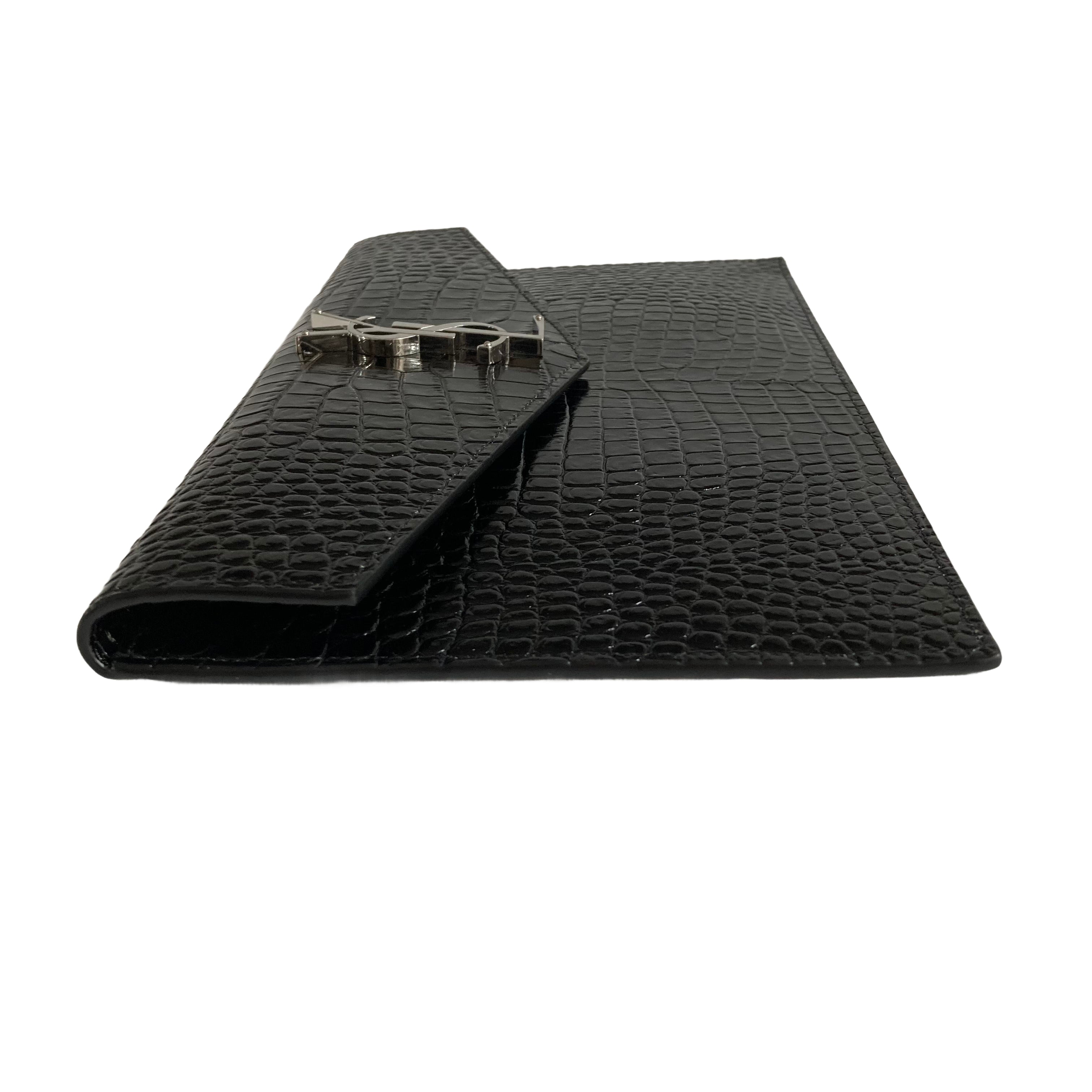 Saint Laurent Croc Embossed Pouch