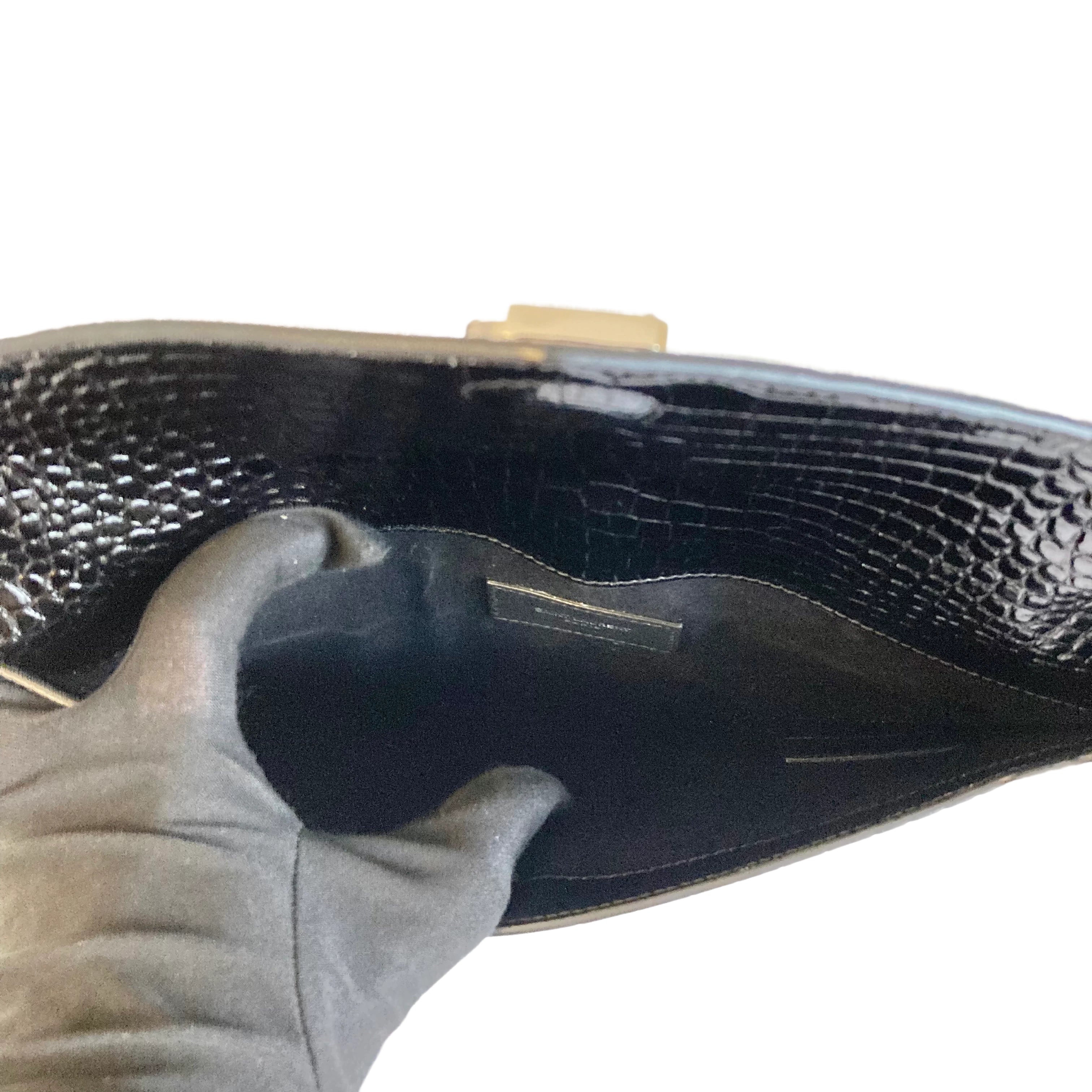 Saint Laurent Croc Embossed Pouch