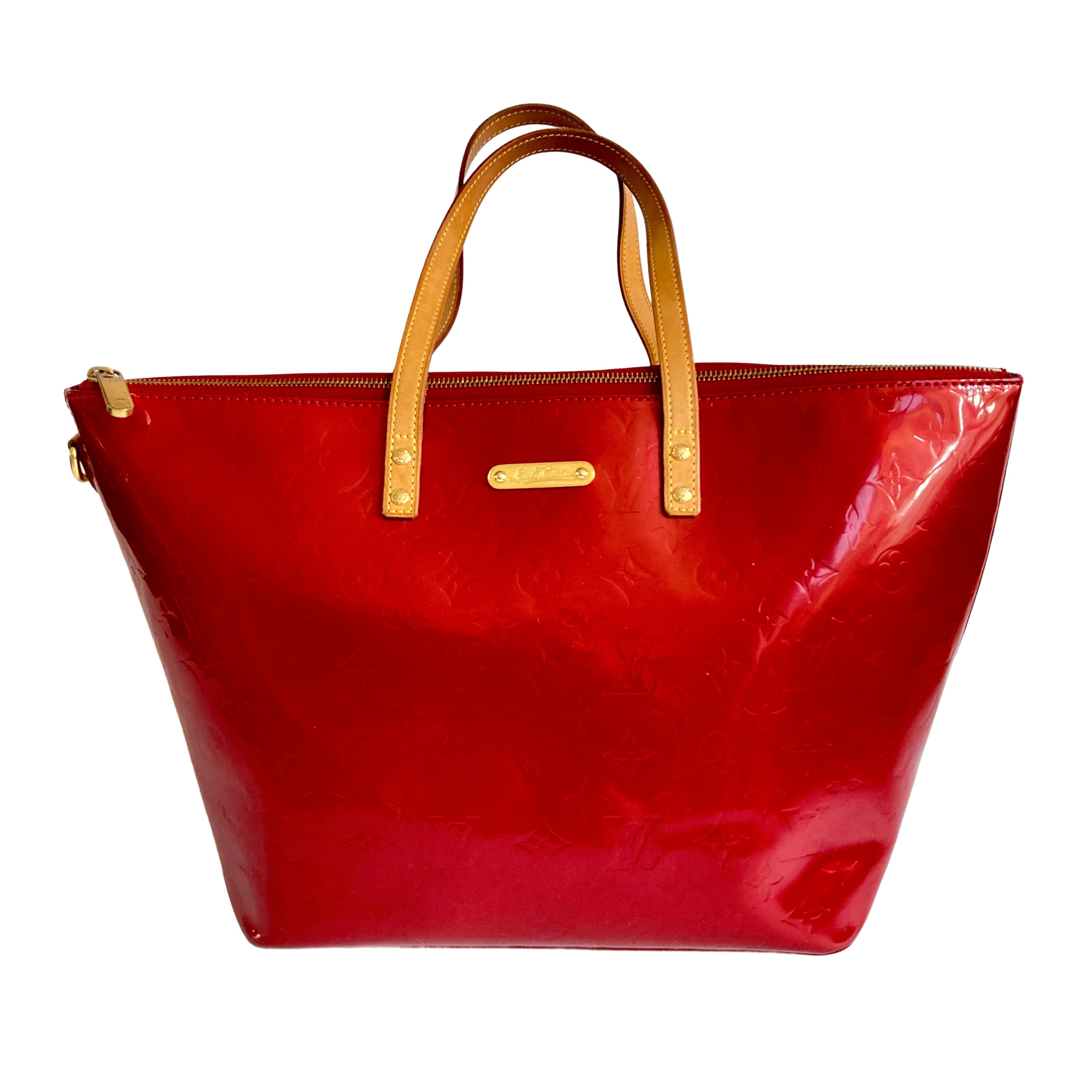 Louis Vuitton Monogram Vernis Leather Tote Red