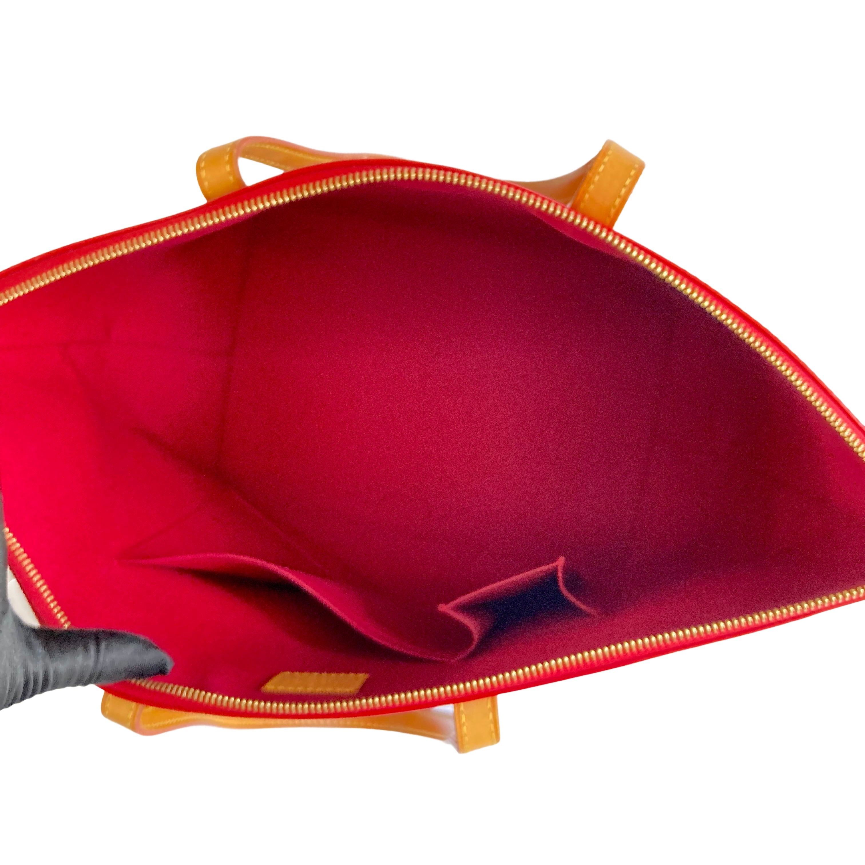 Louis Vuitton Monogram Vernis Leather Tote Red