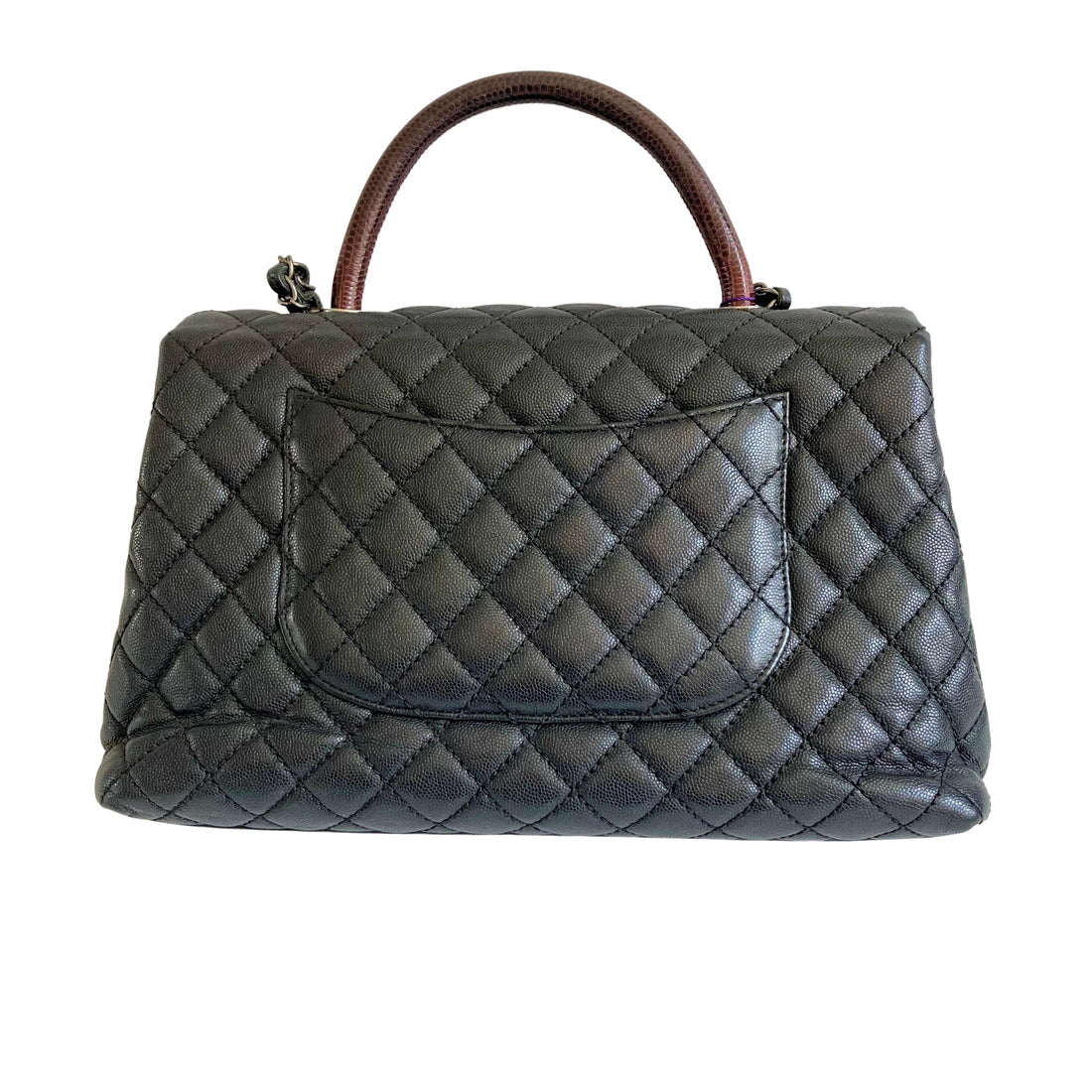 Chanel Caviar Lizard Embossed Quilted Small Coco Handle Flap Black