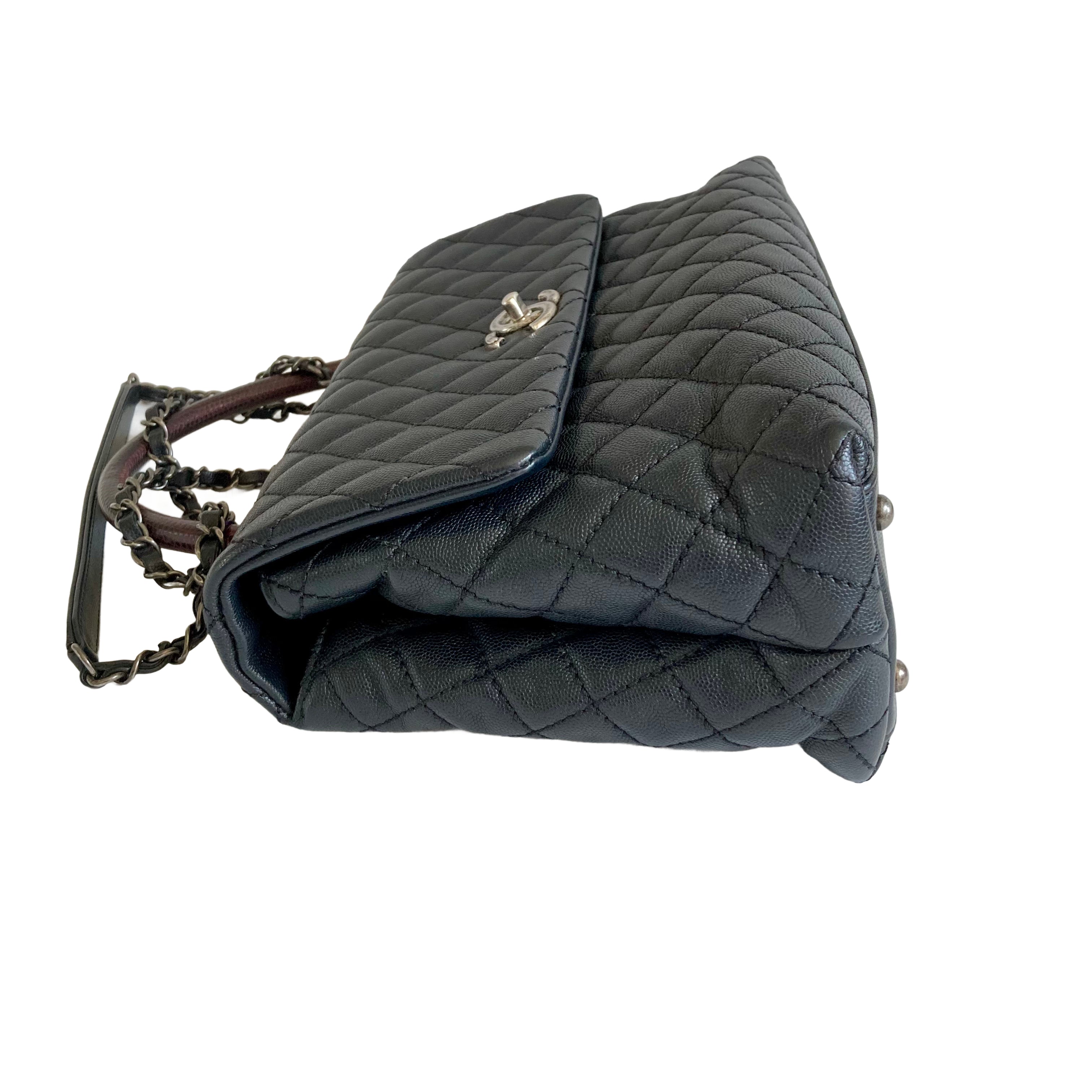 Chanel Caviar Lizard Embossed Quilted Small Coco Handle Flap Black