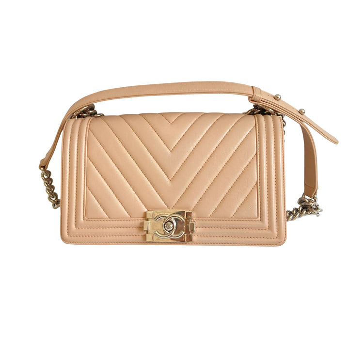 Chanel Chevron Medium Boy Pink