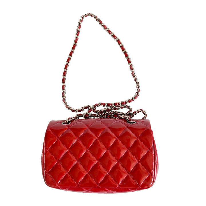 Chanel Classic Patent Rectangular Mini Flap Bag Red