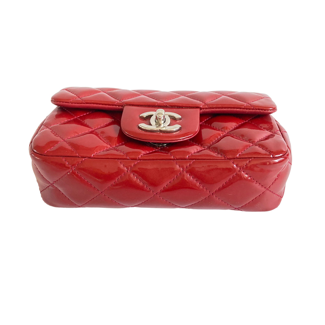 Chanel Classic Patent Rectangular Mini Flap Bag Red