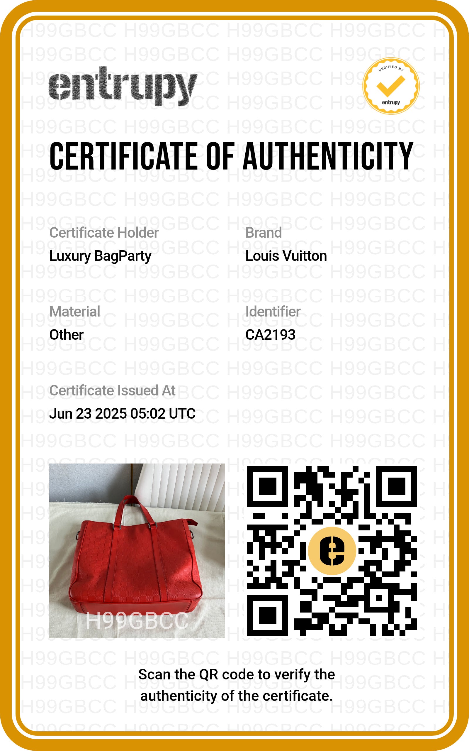 Louis Vuitton Damier Infini Tadao Tote (Red)