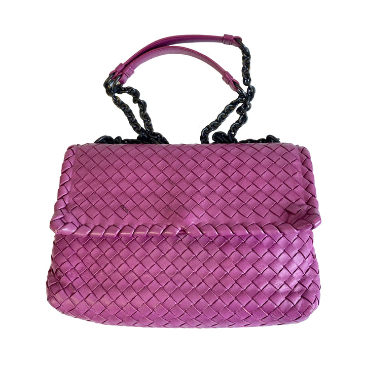 Bottega Veneta Intrecciato Chain Shoulder Bag Purple
