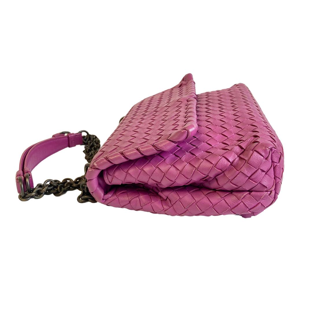 Bottega Veneta Intrecciato Chain Shoulder Bag Purple