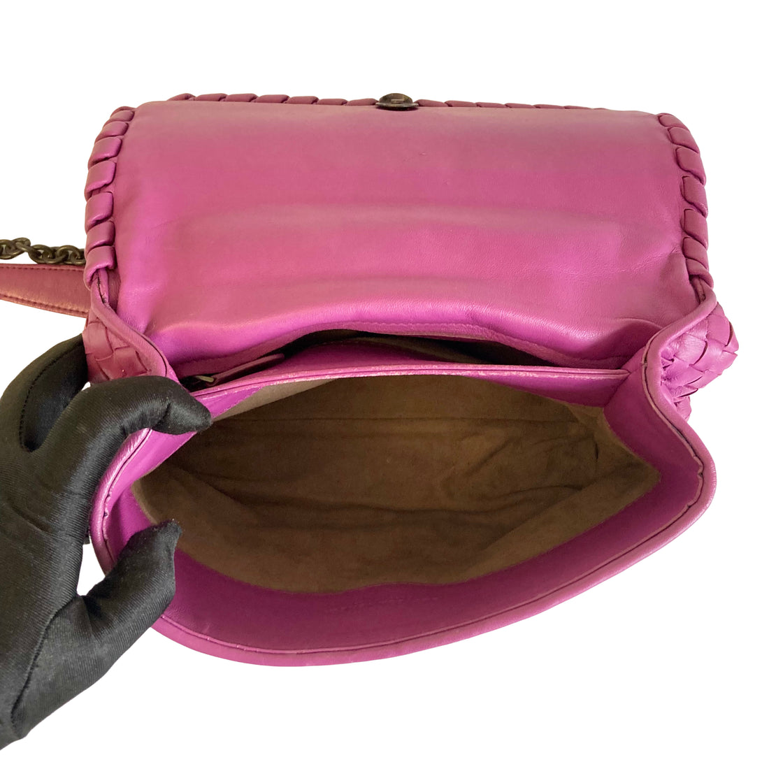 Bottega Veneta Intrecciato Chain Shoulder Bag Purple