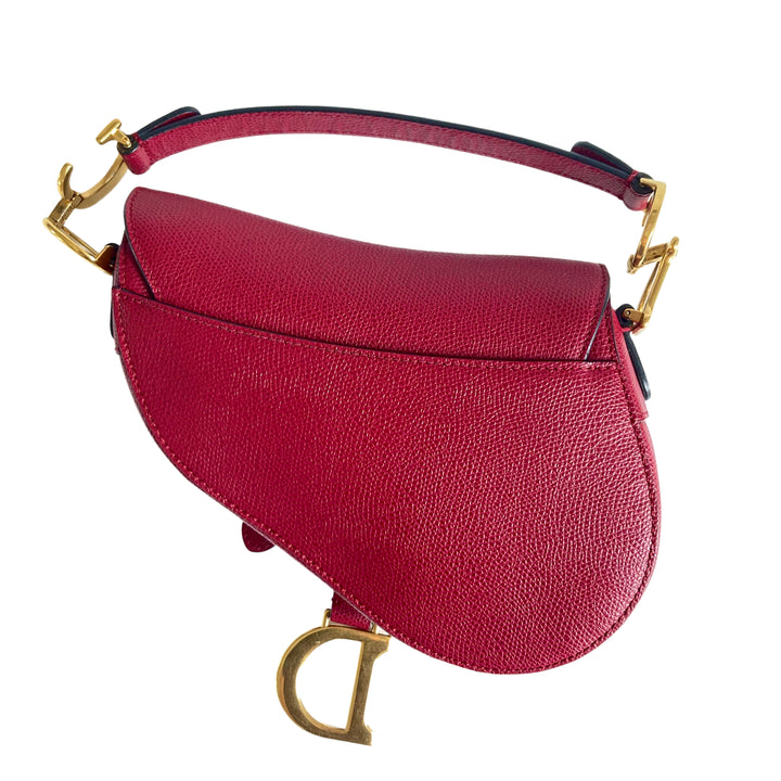 Christian Dior Saddle Bag Red With Strap DR202