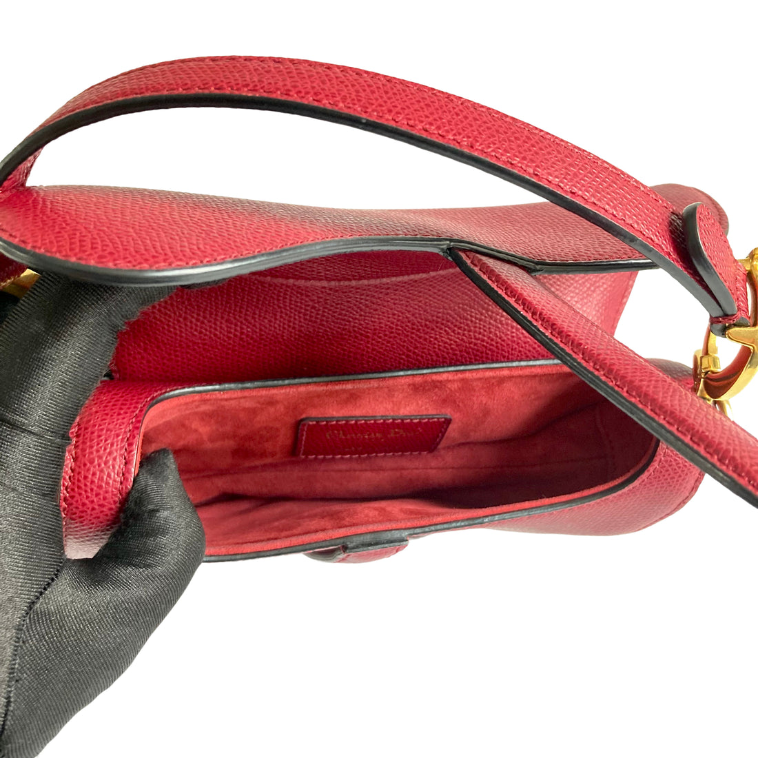 Christian Dior Saddle Bag Red With Strap DR202