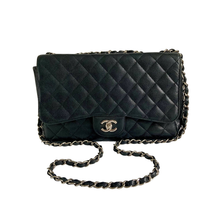 Chanel Caviar Quilted Single Flap Jumbo Black SHW
