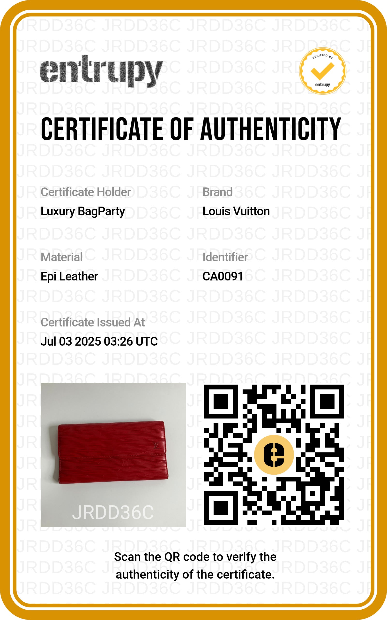 Louis Vuitton Epi Long Wallet Red