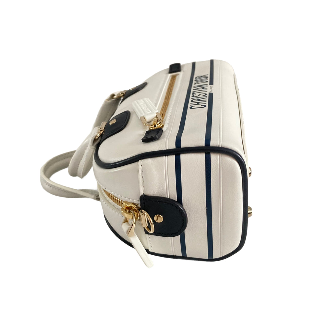 Christian Dior Calfskin Bowling From 2021 Collection by Maria Grazia Chiuri White DR199