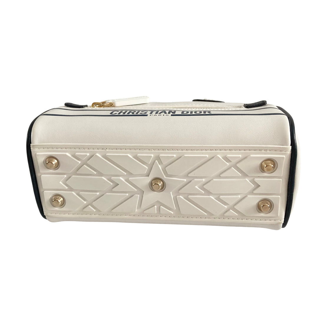 Christian Dior Calfskin Bowling From 2021 Collection by Maria Grazia Chiuri White DR199