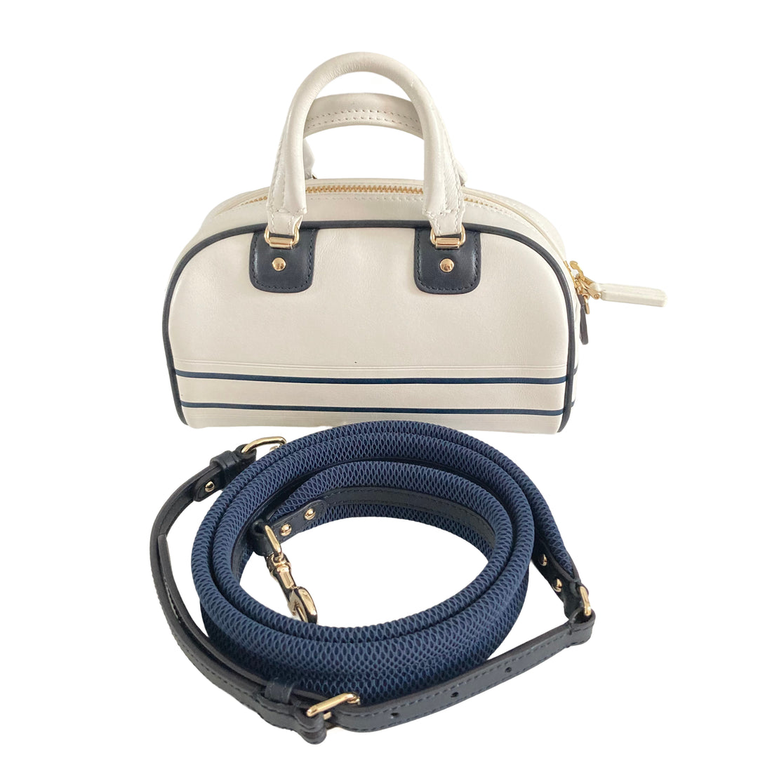Christian Dior Calfskin Bowling From 2021 Collection by Maria Grazia Chiuri White DR199