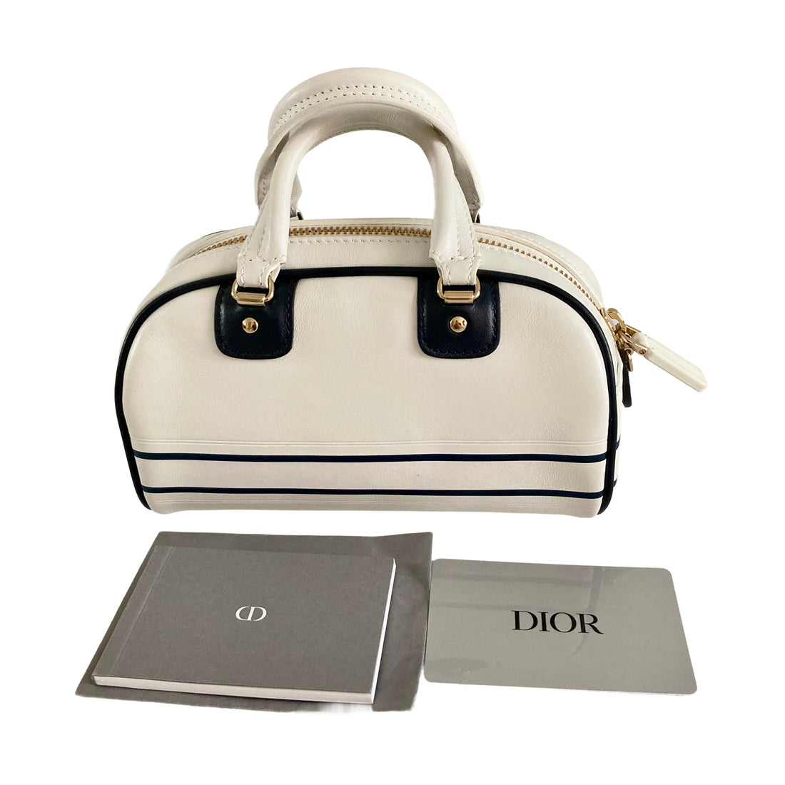 Christian Dior Calfskin Bowling From 2021 Collection by Maria Grazia Chiuri White DR199
