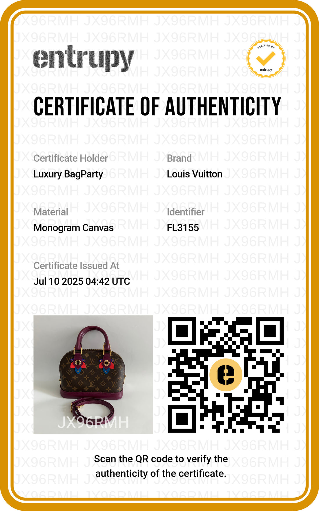 Louis Vuitton Classic Monogram Totem Alma PM Magenta Purple