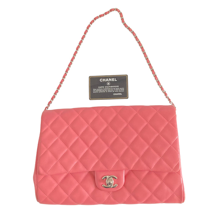 Chanel Classic Lambskin Quilted Clutch Pink (18***94)