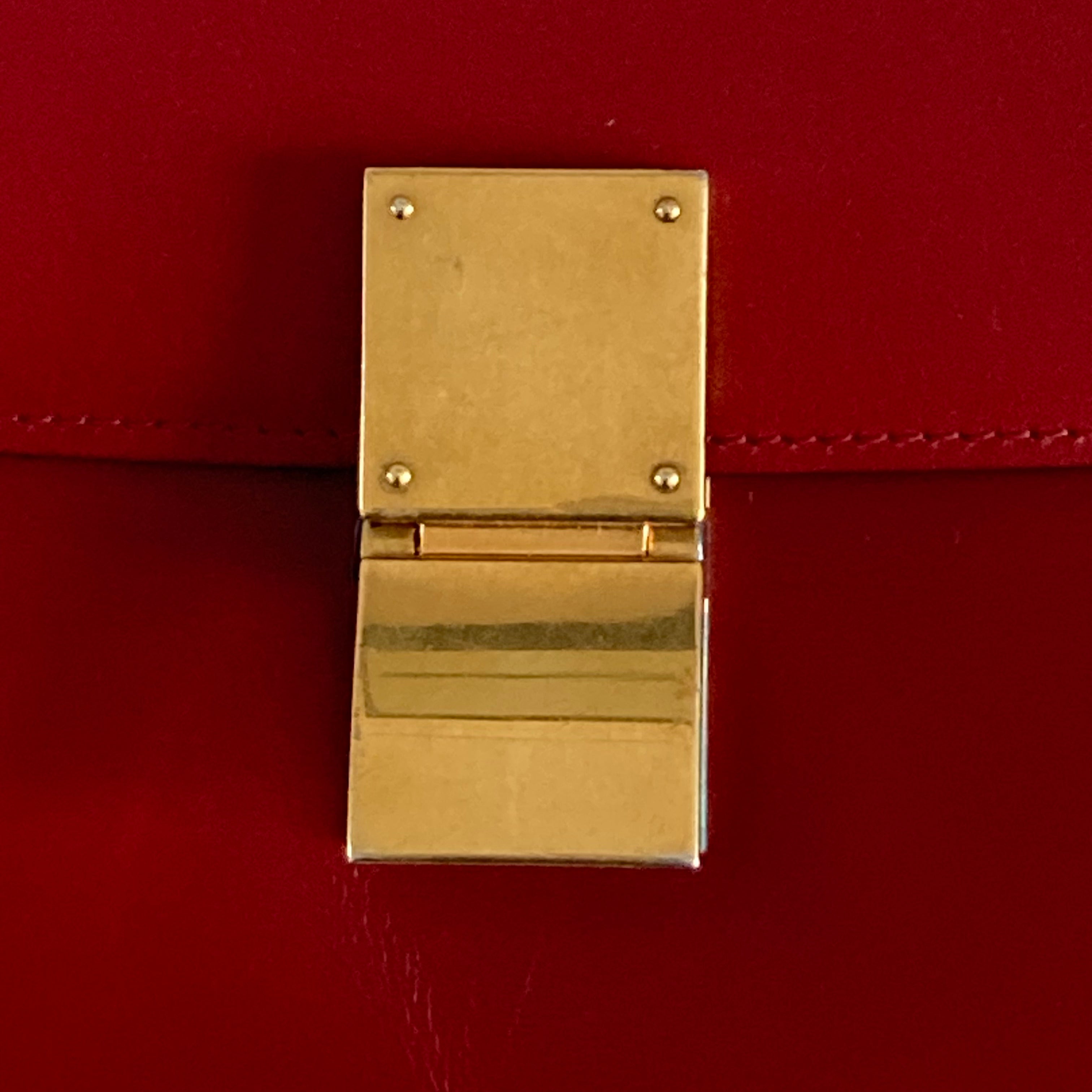 Celine Box Calfskin Medium Classic Box Flap Red