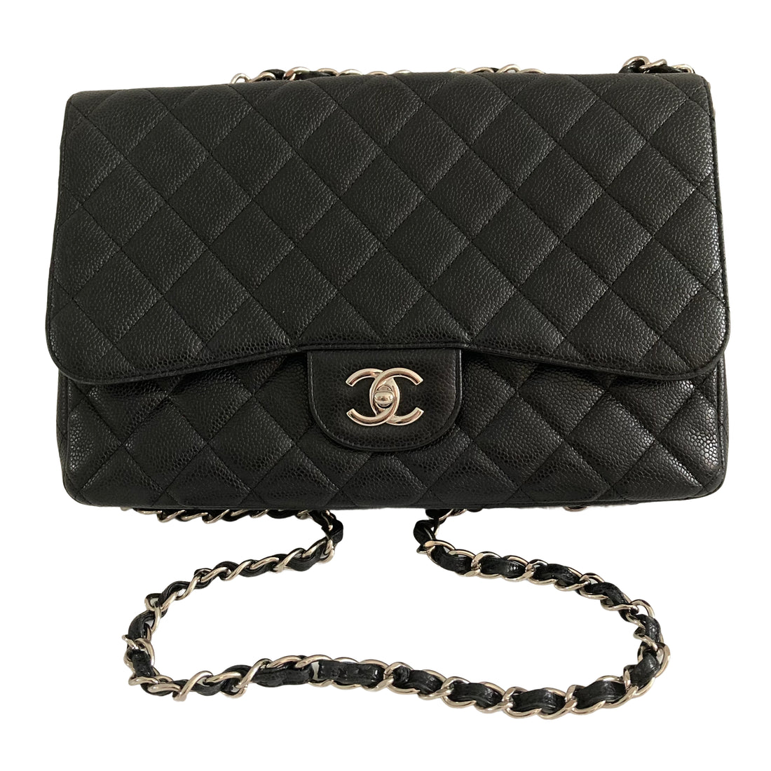 Chanel Caviar Jumbo Single Flap Black SHW CC233