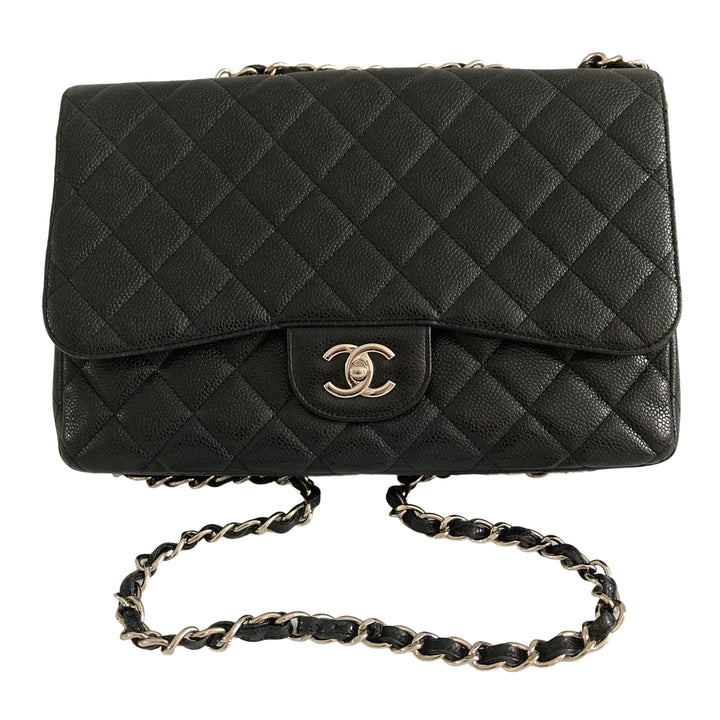 Chanel Caviar Jumbo Single Flap Black SHW CC233