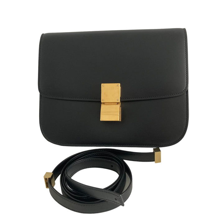 Celine Box Calfskin Medium Classic Box Flap Black