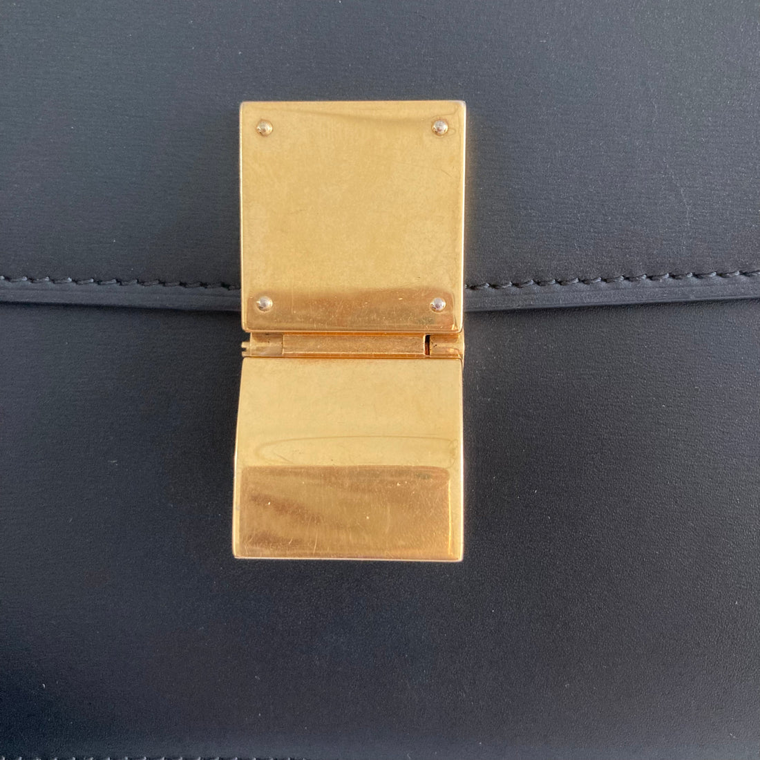 Celine Box Calfskin Medium Classic Box Flap Black