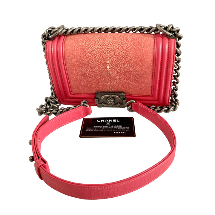 Chanel Galuchat Stingray Small Boy Flap Pink