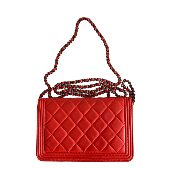 Chanel Lambskin Boy Wallet on Chain WOC Red (20***11)