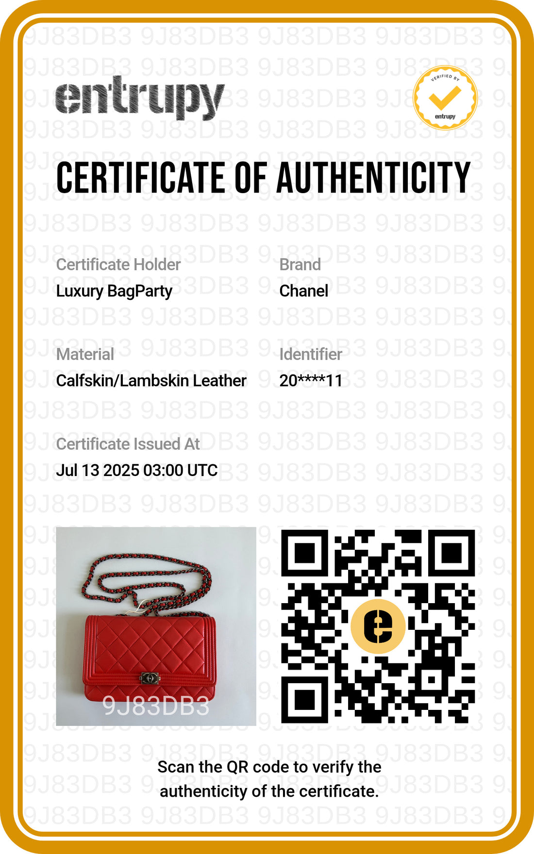 Chanel Lambskin Boy Wallet on Chain WOC Red (20***11)
