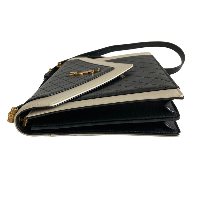 Saint Laurent Gabby Sachel Shoulder Bag Black White