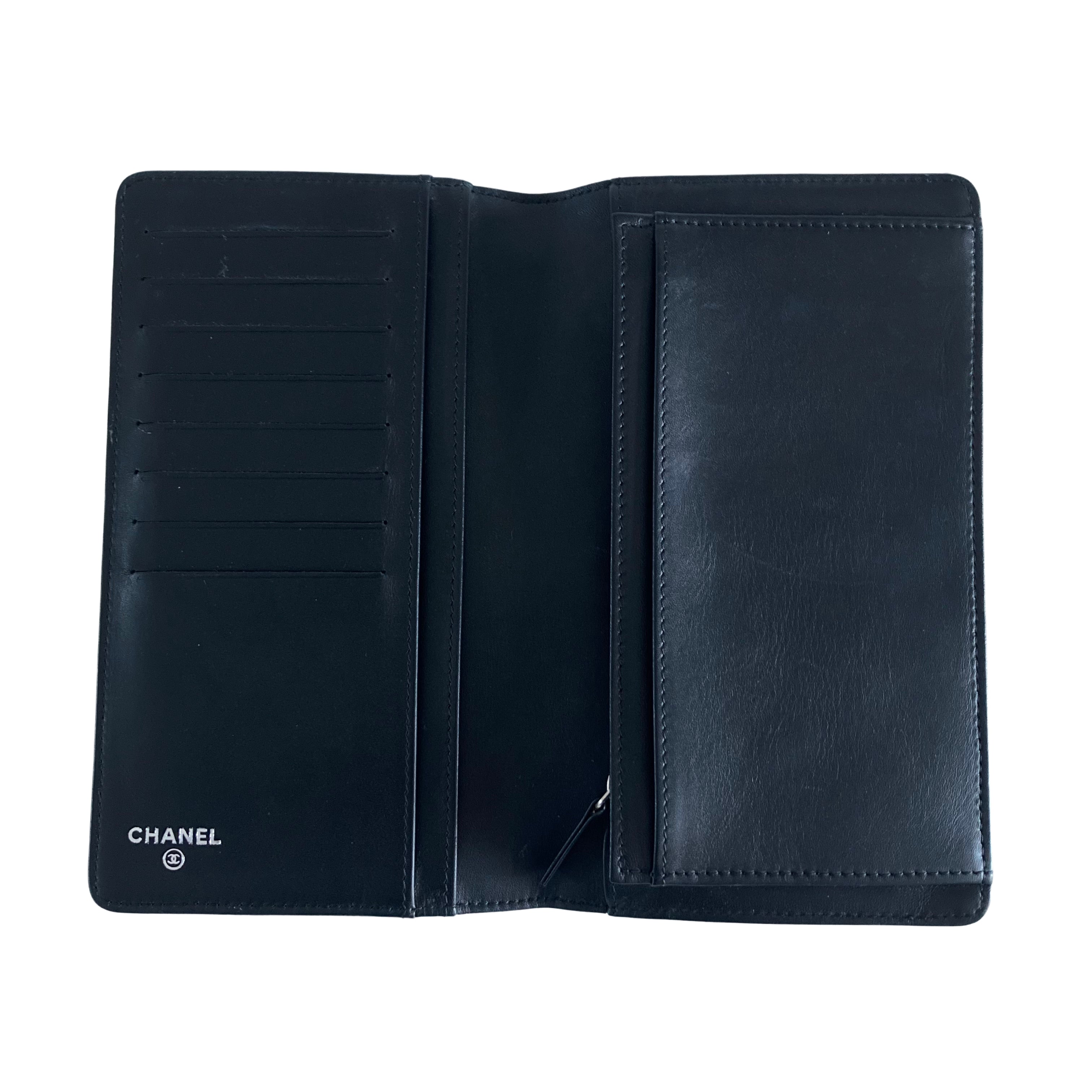 Chanel Patent Quilted Flap Wallet Black