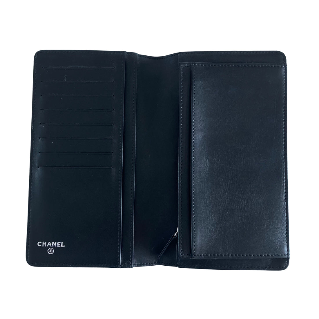 Chanel Patent Quilted Flap Wallet Black