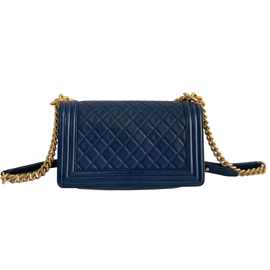 Chanel Lambskin Quilted Medium Boy Flap Dark Blue