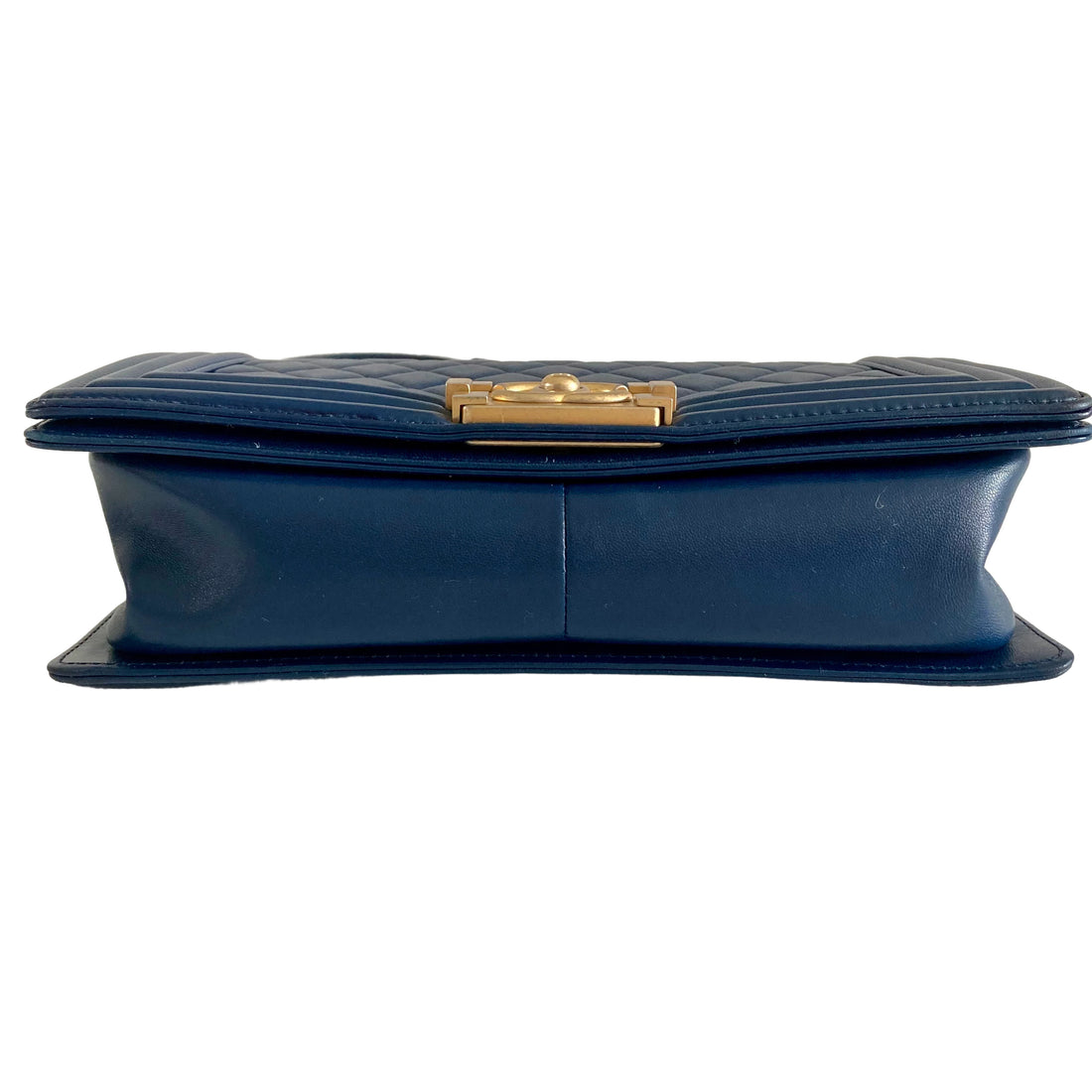 Chanel Lambskin Quilted Medium Boy Flap Dark Blue