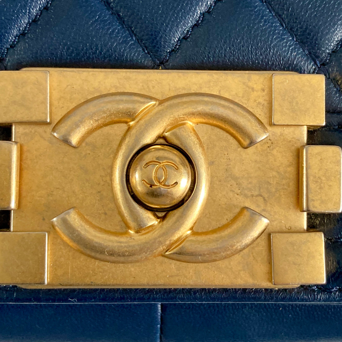 Chanel Lambskin Quilted Medium Boy Flap Dark Blue