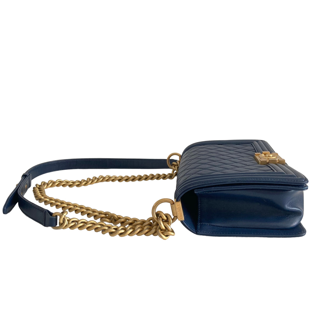 Chanel Lambskin Quilted Medium Boy Flap Dark Blue