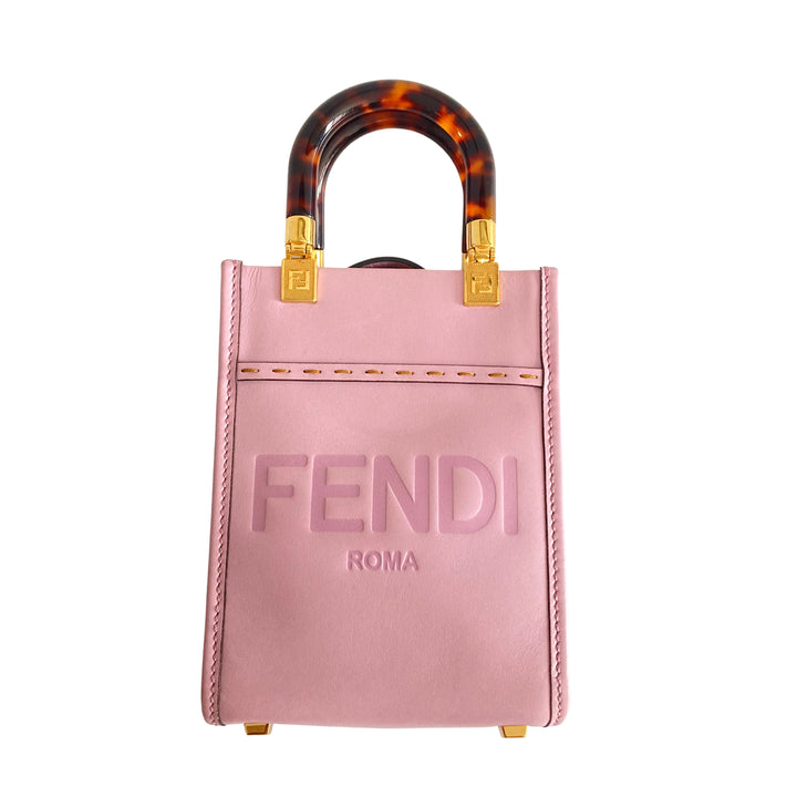 Fendi Mini Sunshine Shopper Tote with/ Strap Purple Totes