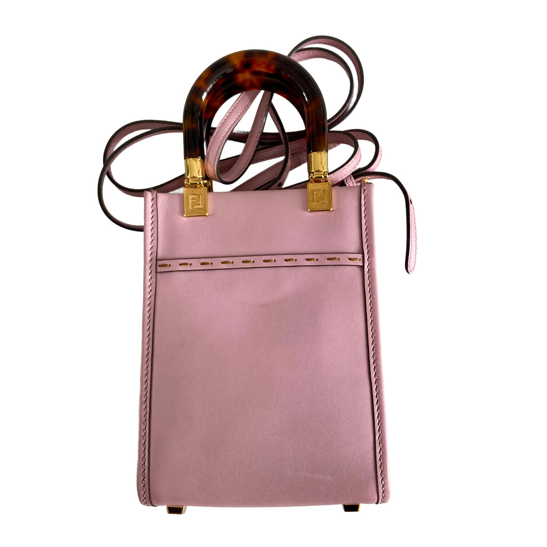 Fendi Mini Sunshine Shopper Tote with/ Strap Purple Totes