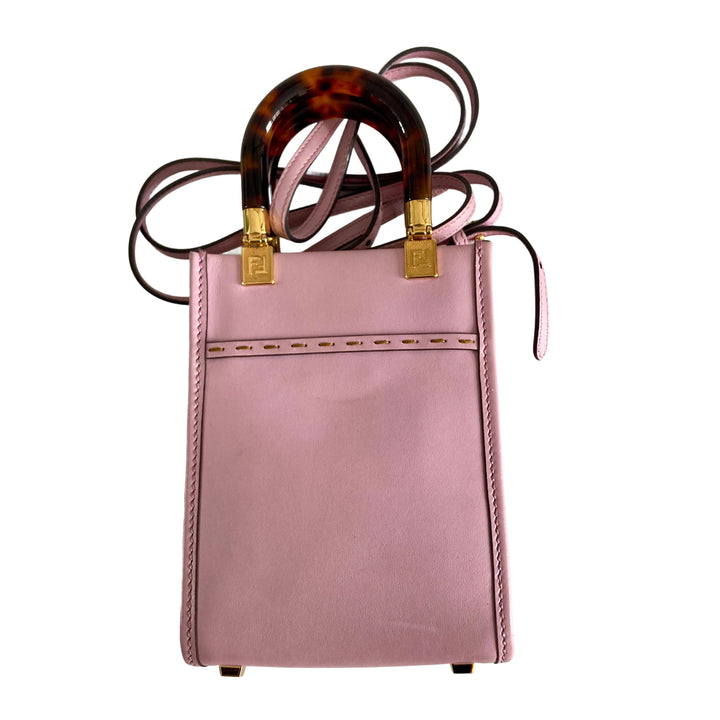 Fendi Mini Sunshine Shopper Tote with/ Strap Purple Totes