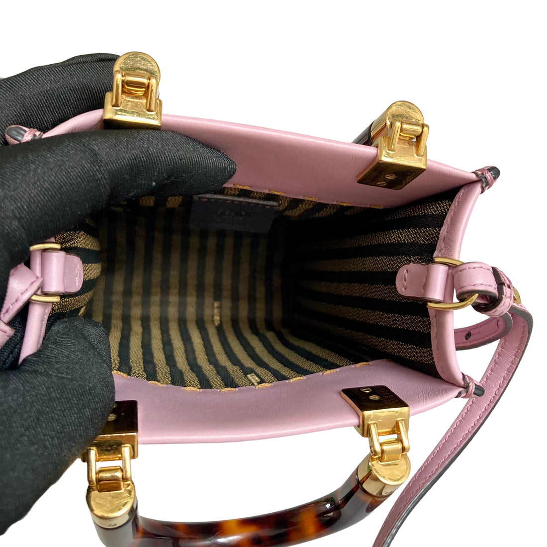 Fendi Mini Sunshine Shopper Tote with/ Strap Purple Totes