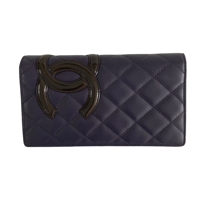 Chanel Cambon Bifold Wallet Navy CC