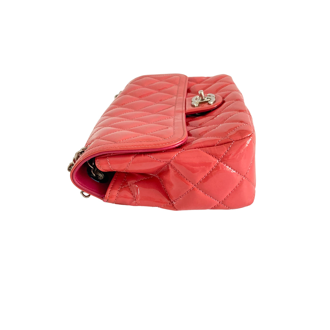 Chanel Patent Quilted Large Coco Shine Flap Pink
