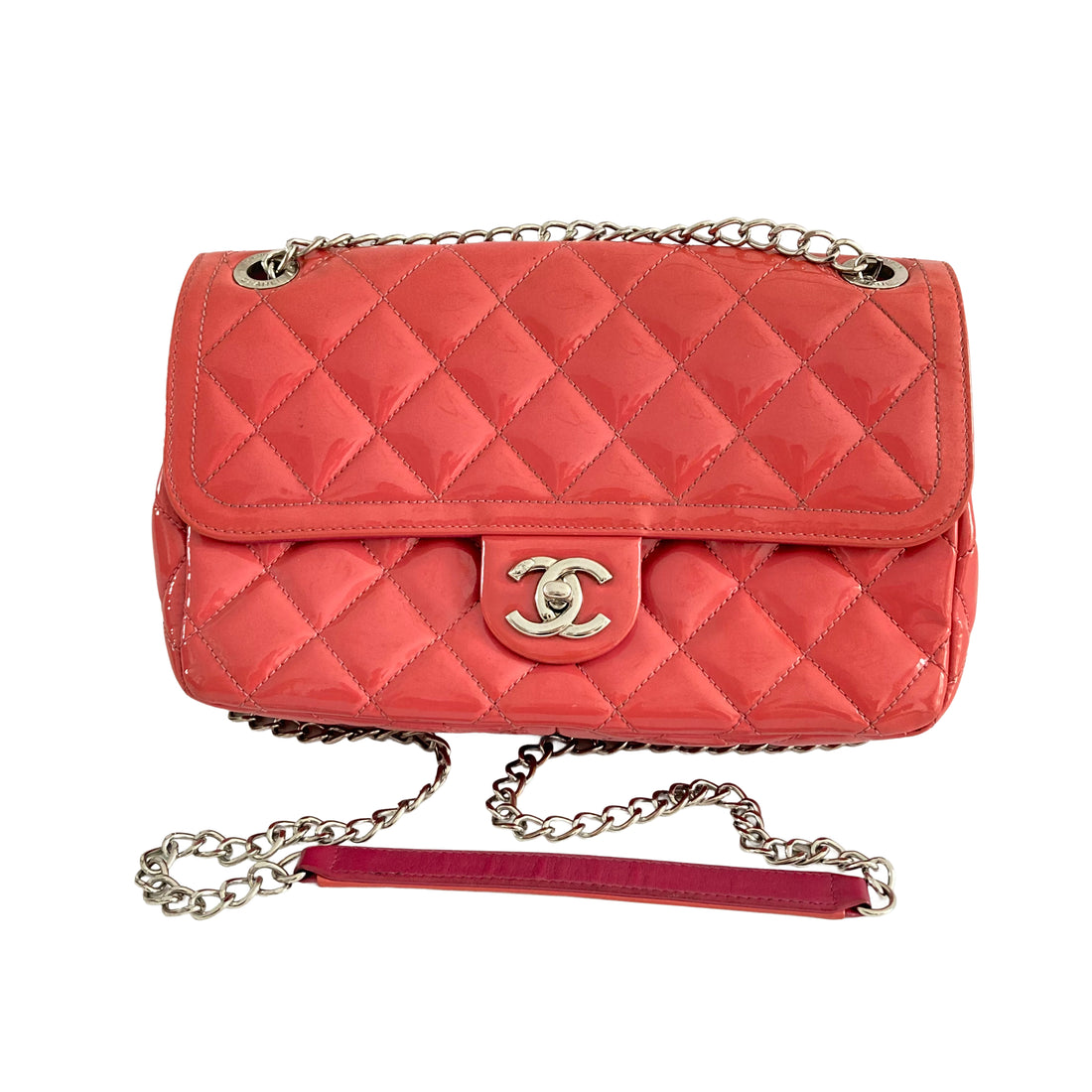 Chanel Patent Quilted Large Coco Shine Flap Pink