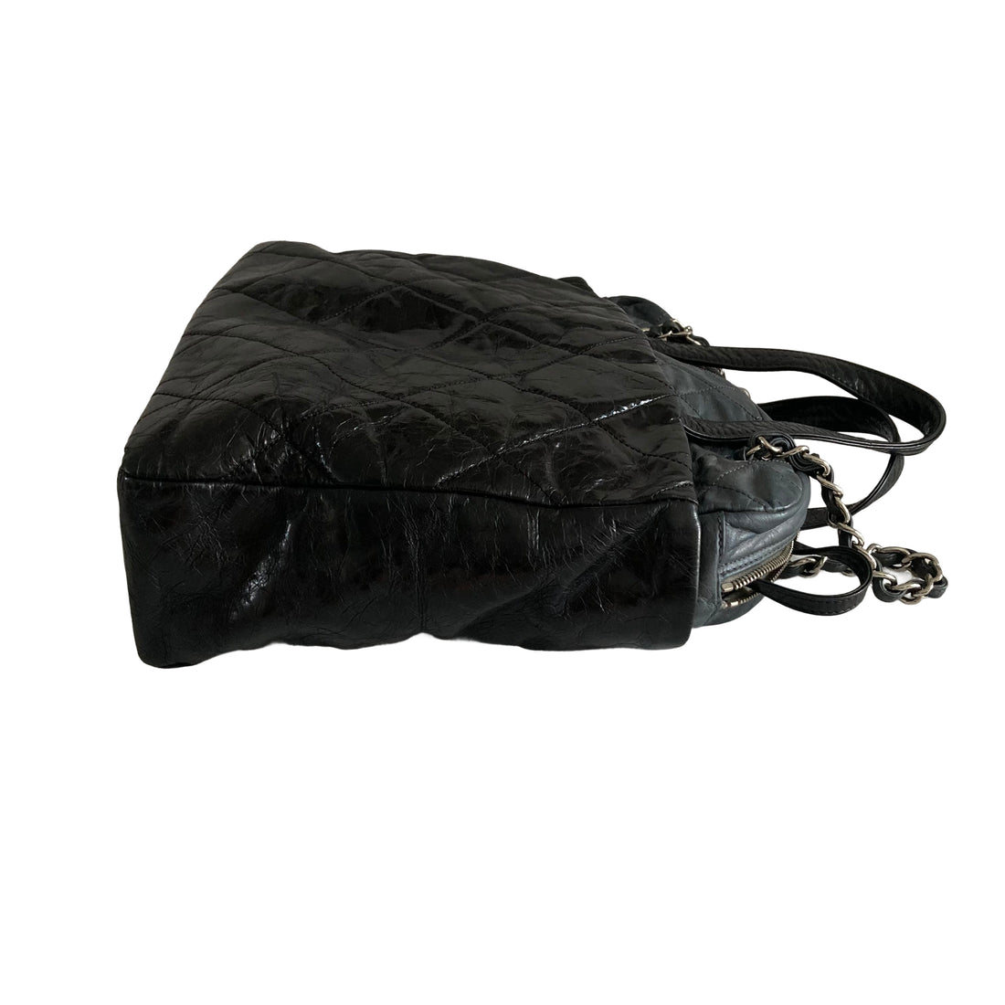 Chanel Glazed Calfskin Lambskin Quilted Portobello Tote Black/Grey